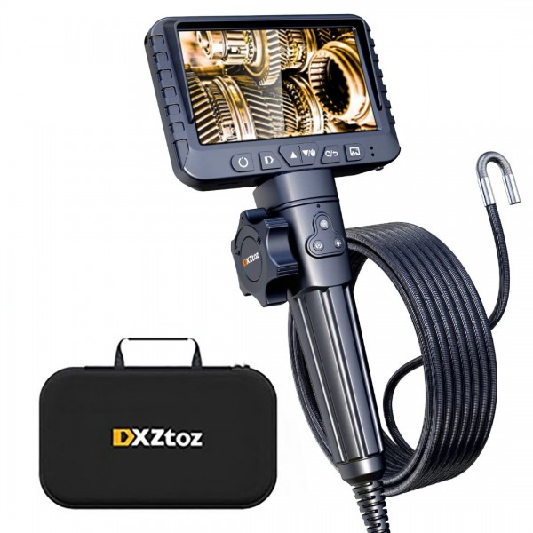 10FT Articulating Borescope, DXZtoz 4.3'' Industrial Endoscope with Light, 8.5mm Slim Probe 