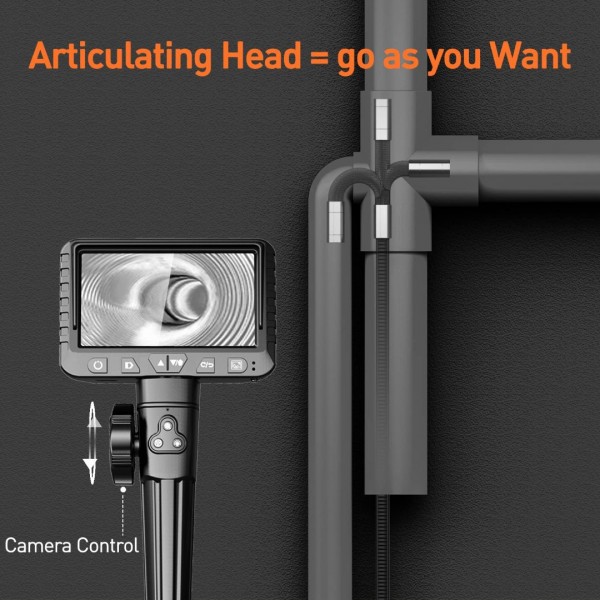 10FT Articulating Borescope, DXZtoz 4.3'' Industrial Endoscope with Light, 8.5mm Slim Probe 
